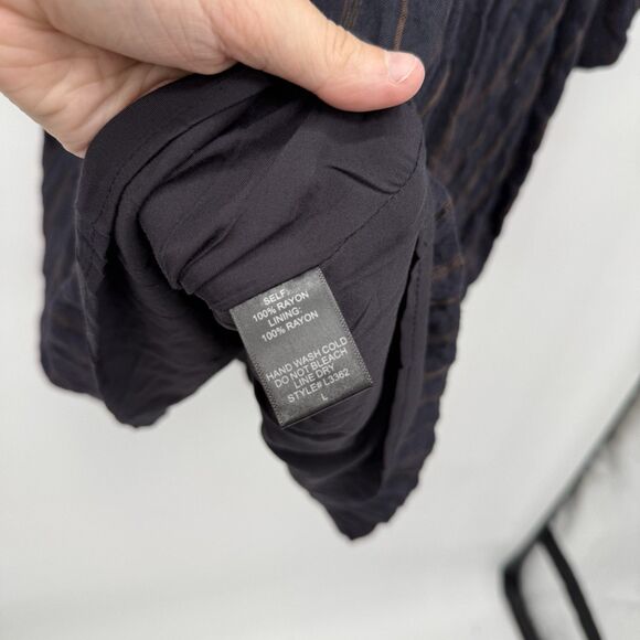 By Together Blue Striped Puff Sleeve Babydoll Mini Dress Size Large Boho Rayon - Picture 8 of 9